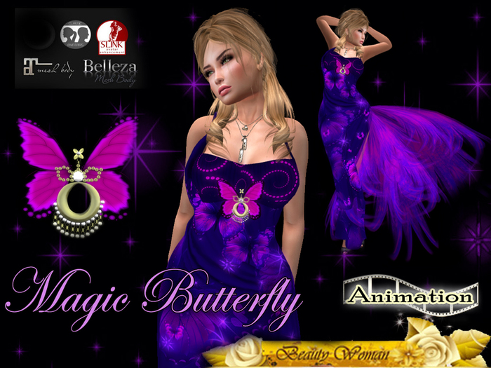 Beauty Woman Magic Butterfly dress Purple