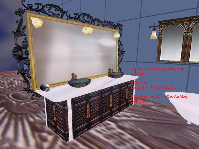 Bathroom w/White Marble Vanity Sink