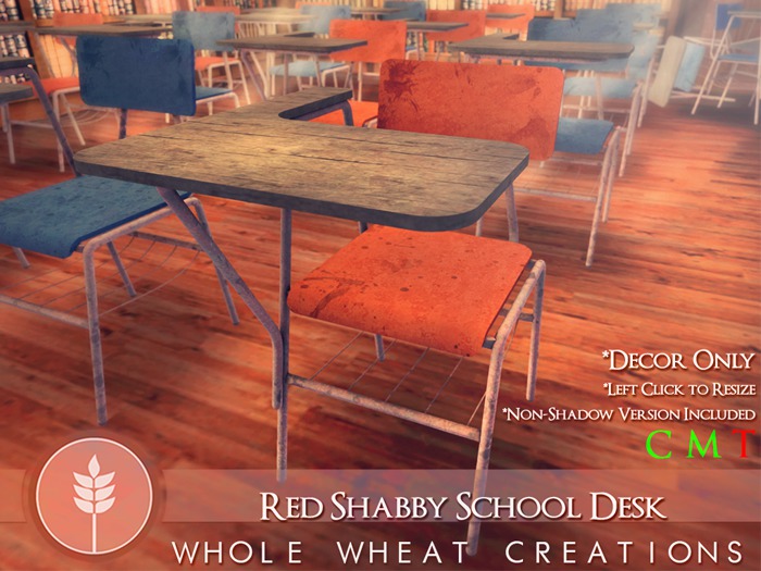 WHOLE.WHEAT - Red Shabby School Desk BOX