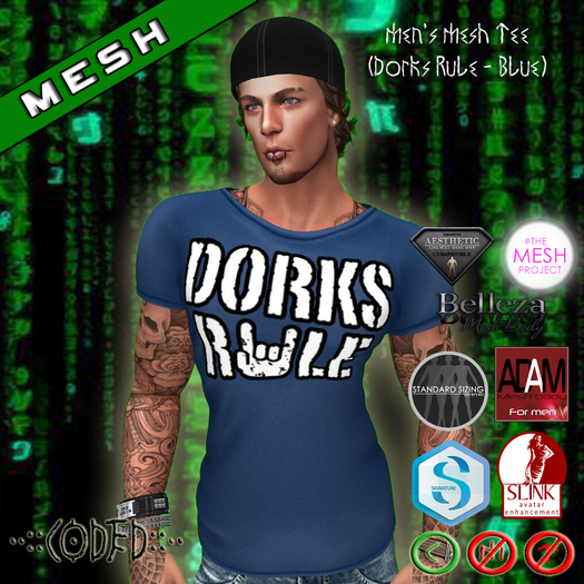 ..:: CODED ::.. Men's Mesh Tee (Dorks Rule - Blue)