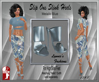 SLIP ONS METALIC BLUE HEELS UNPACK