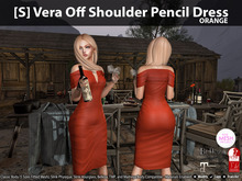 [S] Vera Off Shoulder Pencil Dress Orange