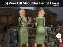 [S] Vera Off Shoulder Pencil Dress Green