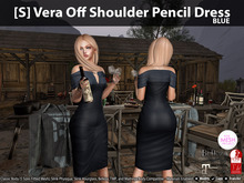 [S] Vera Off Shoulder Pencil Dress Blue