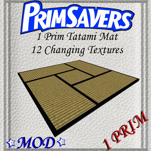 PrimSavers - 1 Prim Japanese Tatami Mat -  12 Textures