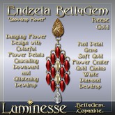 * * OUTLET PRICE * * ENDZELA "Snowdrop Flower" Reese BellyGem - Red Moonstone Diamond Gold