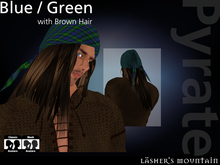 Blue Tartan Bandanna Pyrate with Brown Hair