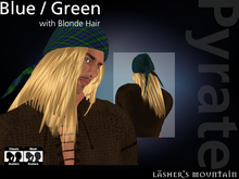 Blue / Green Plaid Bandana Pyrate with Blonde Hair