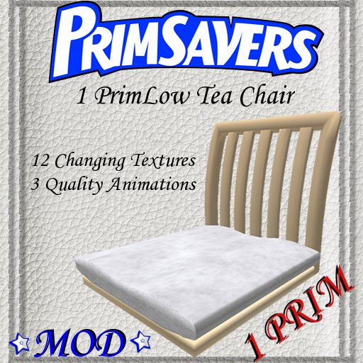 PrimSavers - 1プリムの日本製座イス - 12種類のテクスチャ付き