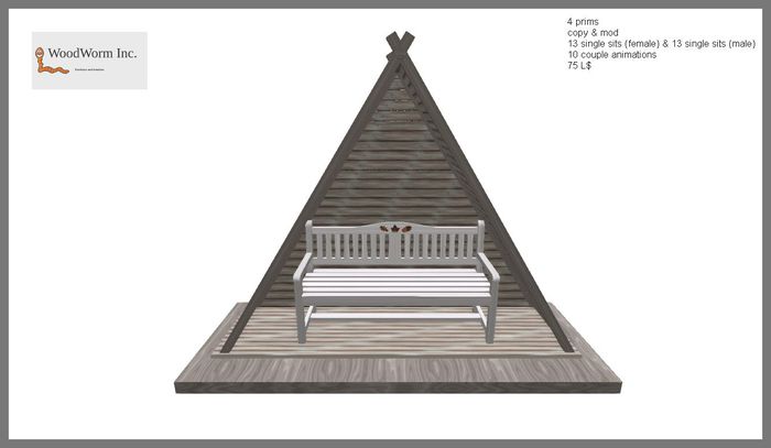 A cute cute garden bech with a roof. Version 1
