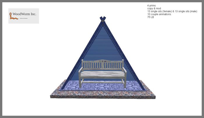 A cute garden bench with roof. Version 