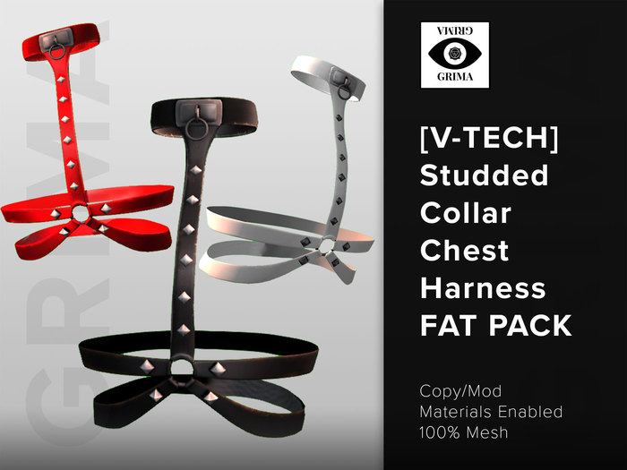 GRIMA : [V-Tech] Studded Collar Chest Harness FAT PACK