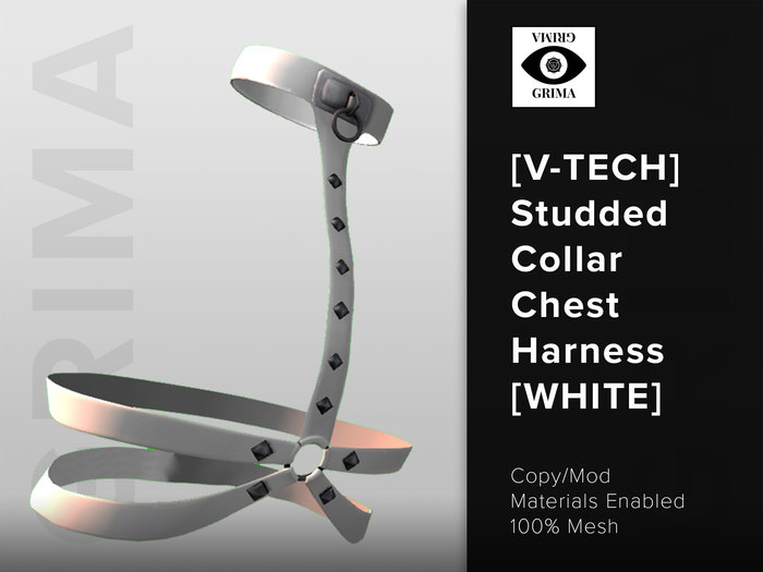 GRIMA : [V-Tech] Studded Collar Chest Harness WHITE