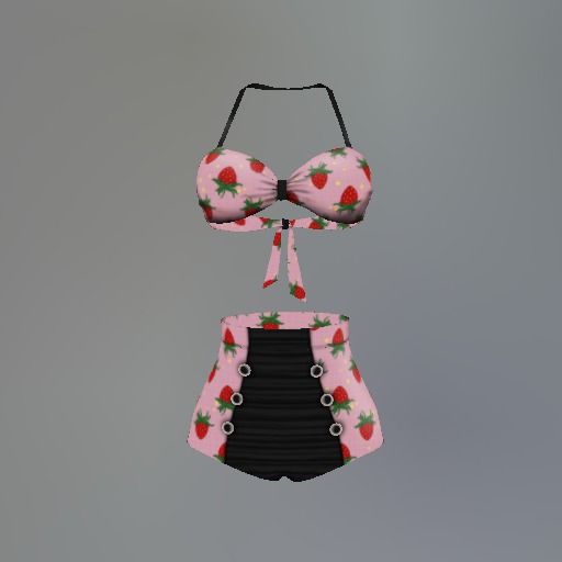 Pink Gothic Strawberry Field Mesh Bikini