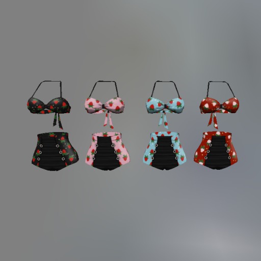 Gothic Strawberry Field Mesh Bikini F box
