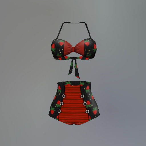 Red Gothic Strawberry Patch Mesh Bikini box