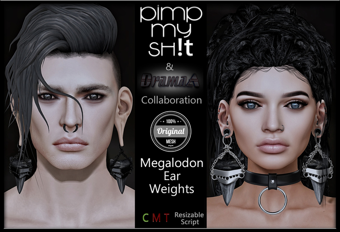 PMS/DramaA - Megalodon Ear Weights **Black**