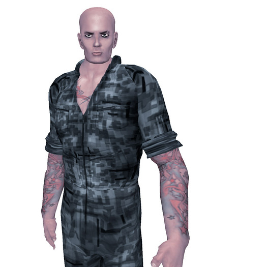 Unisex Working Jumpsuit Overall Camo Grey with sculpted Collar, rolled up Sleeves and Flares