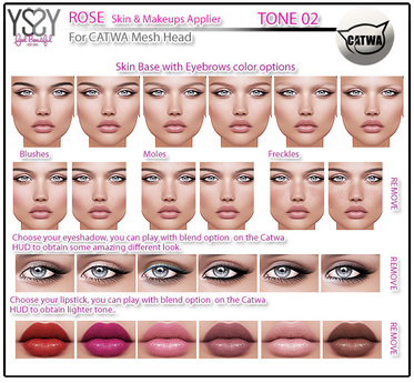 Ys Rotse Second Life Marketplace - *YS&YS* Rose Tone 02 Skin Applier For Catwa Heads