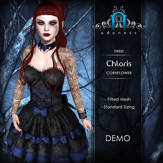 adoness : chloris : dress : cornflower