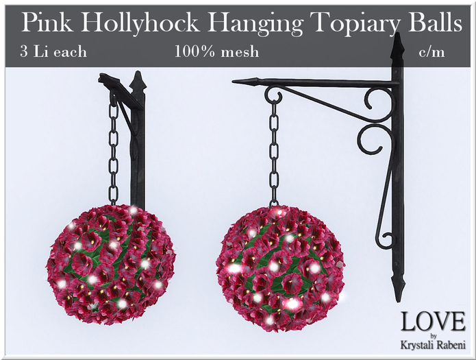 LOVE - TOPIARY BALL - HOLLYHOCK - PINK - ADD ME