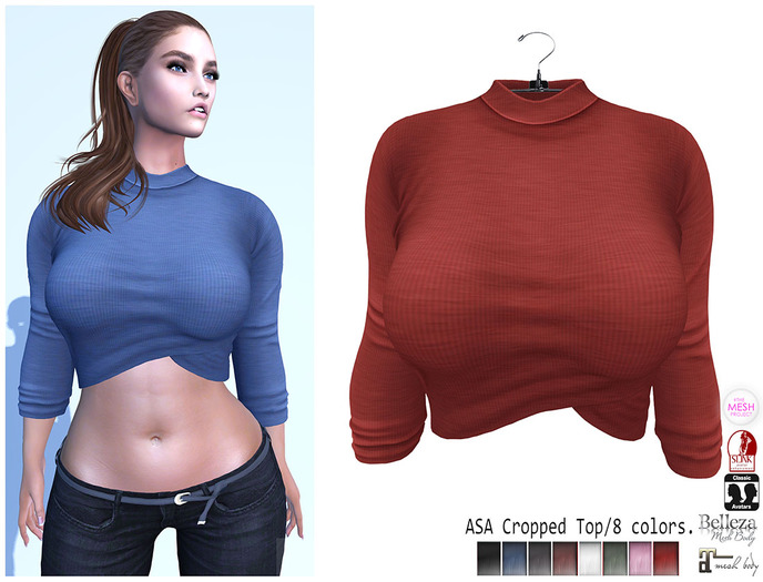 ★ASA Cropped Top 8 Colors !#For Mesh & Classic Avatar!★