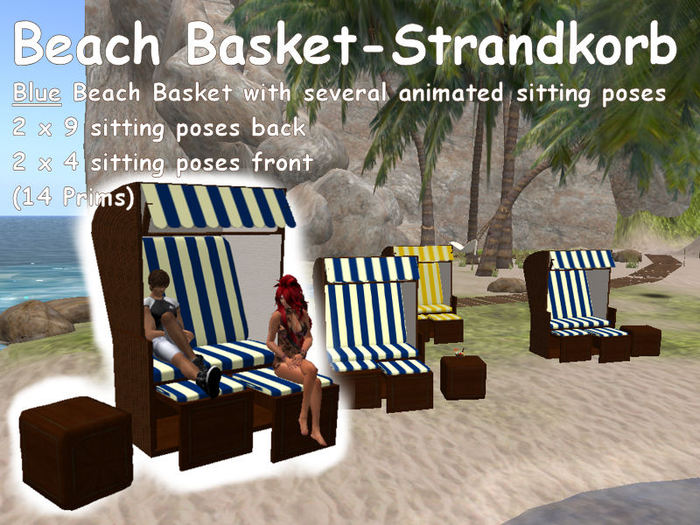 <MS> Decos Strandkorb-Beach Basket-Blue