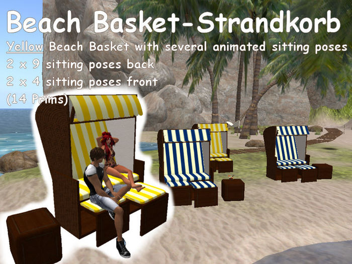 <MS> Decos Strandkorb-Beach Basket-Yellow