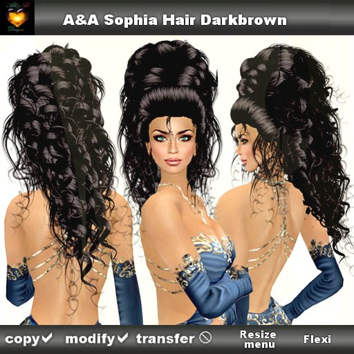 A&A Sophia Hair Darkbrown (glamorous curly updo)