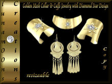 Golden Mesh Collar & Cuffs Jewelry Set with Diamond Design
