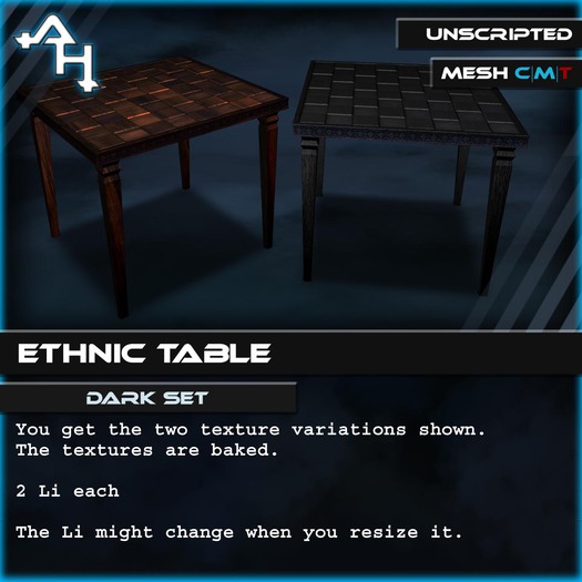 +AH+ Ethnic table dark set (wear)