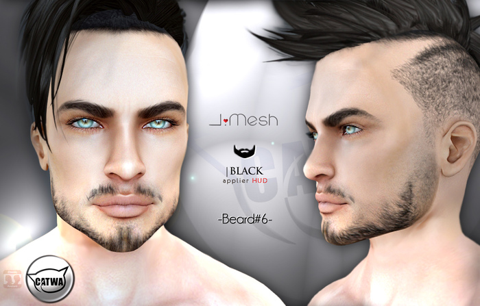 [i.mesh] - Beard#6 BLACK - appliers for CATWA heads 