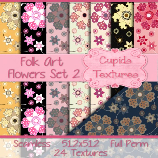 *Cupids Textures * 24 FOLK ART FLOWERS SET 2
