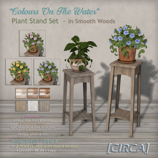 [CIRCA] - "Colours On The Water" Plant Stand Set - Smooth Wood