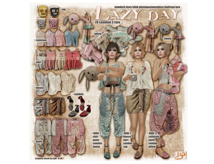 !gO! lazy day RARE1 standar sizes only