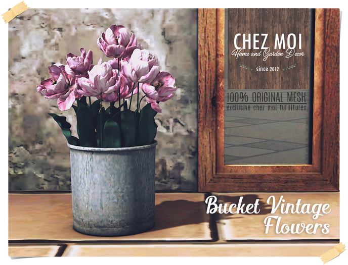 Bucket Vintage Flowers ♥ CHEZ MOI