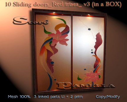 Second Life Marketplace - 10 Sliding doors_Red irises_ v3 (in a BOX)