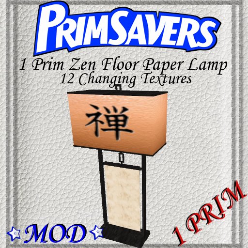 PrimSavers - 1 Prim ZenFloor Lamp -  12 Textures