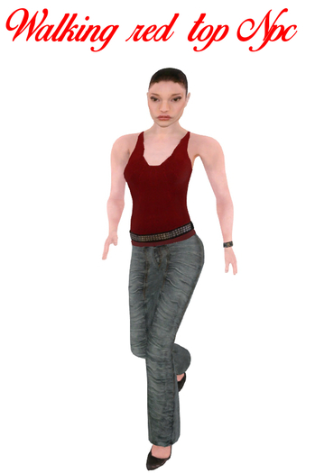 AL - Walking Red Top Girl