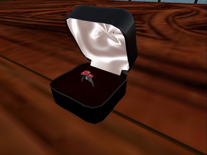 polished black iron ring 3 ruby boxed