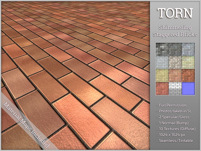 [T] Shimmering Staggered Bricks Material Texture Set