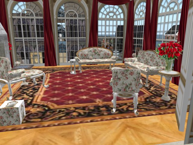 Pompador Red Floral Salon