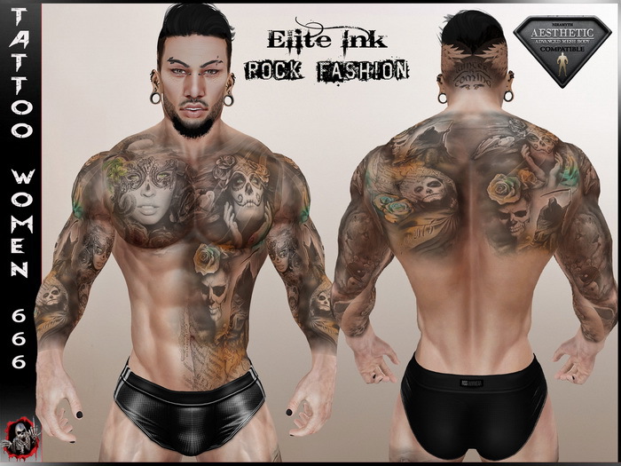 [ Hud ] Two Tattoo Applier Aesthetic - Women 666 ( Full BodY )