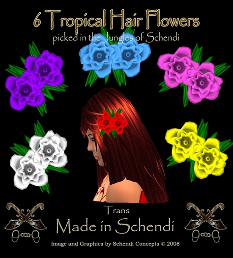 6 Tropical Hair Flowers