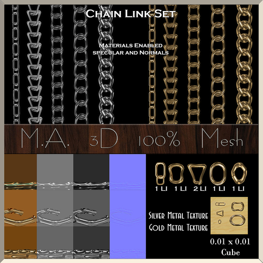 Second Life Marketplace - M.A. 3D - Chain link Set Full Perm 100% ...