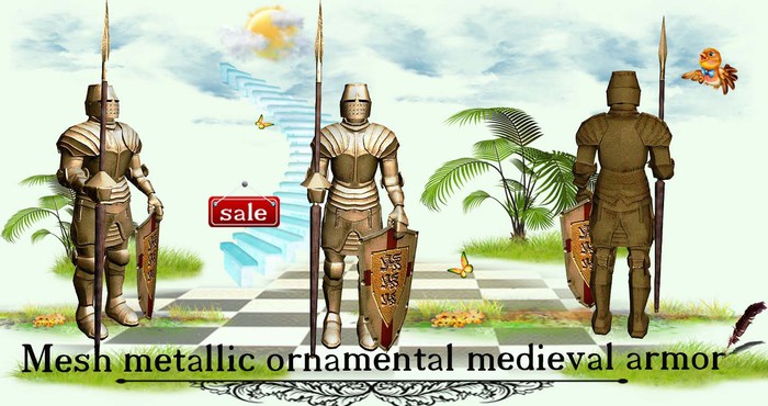 Mesh metallic gold ornamental medieval armor (C&M)v. 2