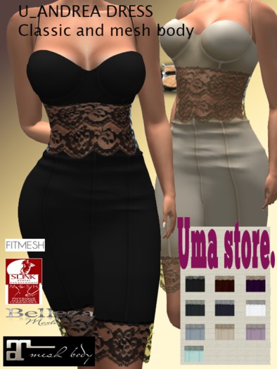 U_ ANDREA  Dress  box 10 colors hud change