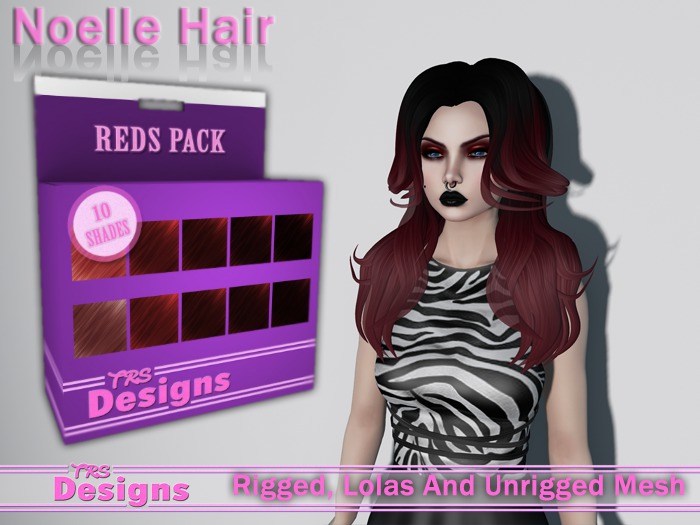 Second Life Marketplace - Noelle Hair With Huds Reds