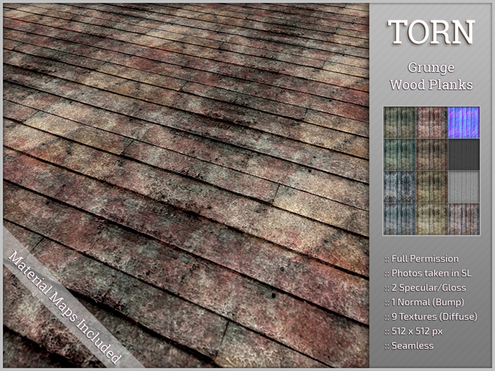 T] Grunge Wood Planks Material Texture Set