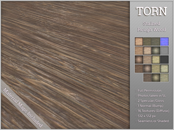 [T] Stained Rough Wood Material Texture Set